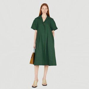 Jil Sander Pleated Poplin Dress in Green, size 38 (fits size 8-10 ish)